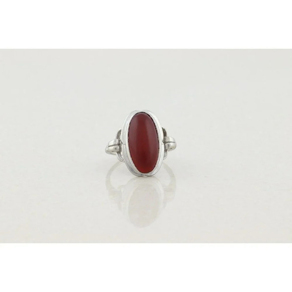 14K White Gold Carnelian Ring Size 7 1/2 - Picture 5 of 8